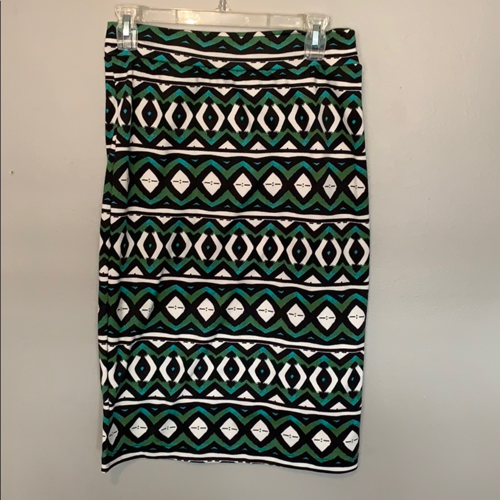 Green and white tribal skirt